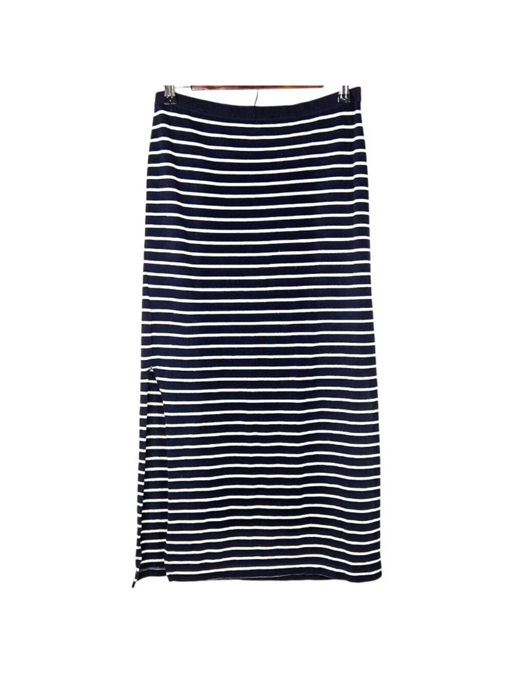Gap Womens Striped Maxi Skirt M Cotton Black & White High Side Slits